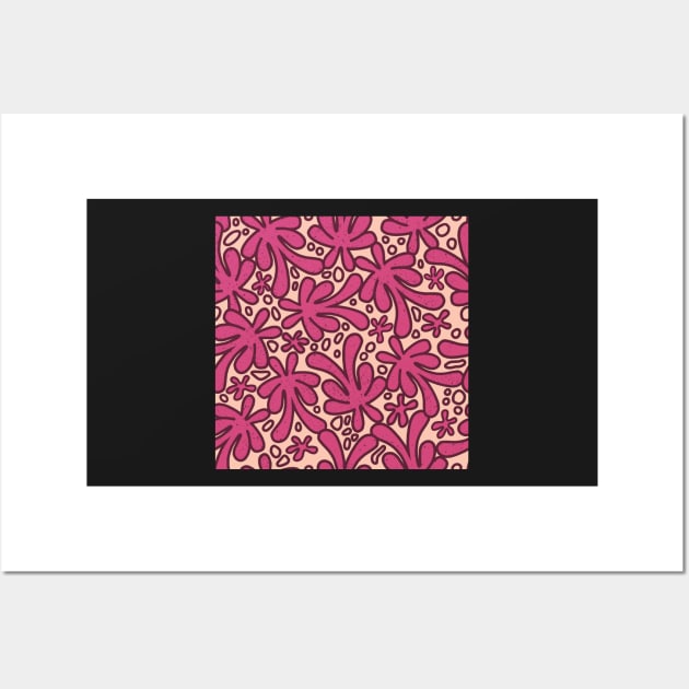 Modern abstract Matisse inspired design in beautiful dusky pink and burgundy on a cream background Wall Art by FrancesPoff